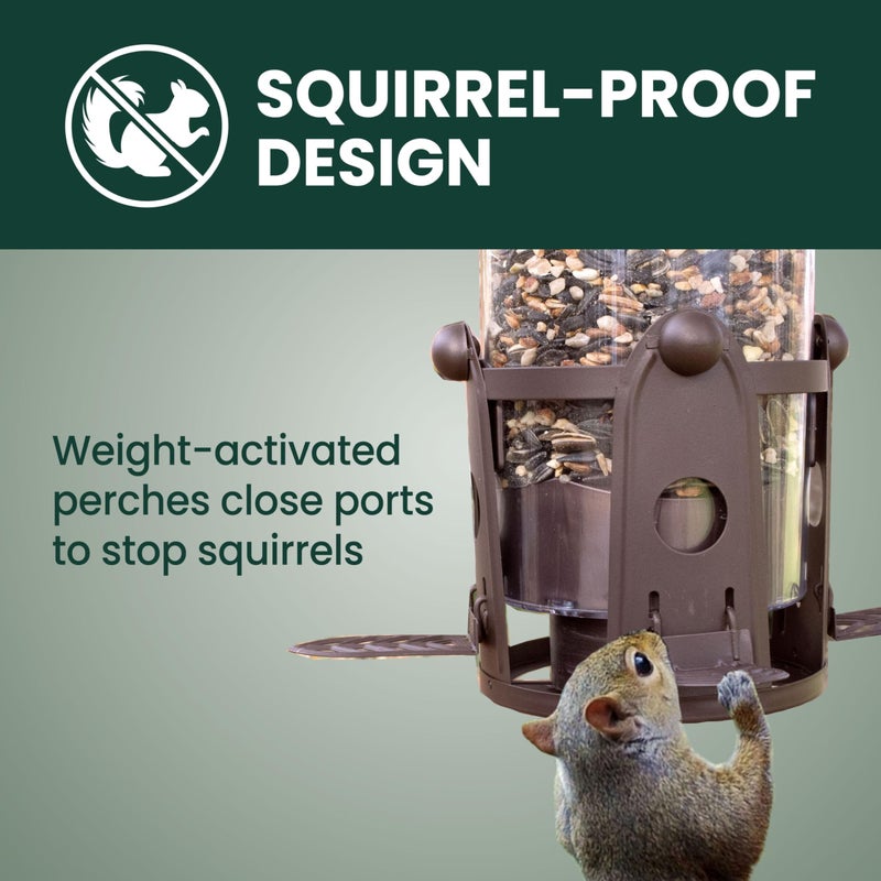 Perky-Pet 334-1SR Squirrel-Be-Gone Max Large Wild Bird Feeder with Flexports, Squirrel Proof Bird Feeder with Weight-Activated Perches - 4LB Seed Capacity - Image 2